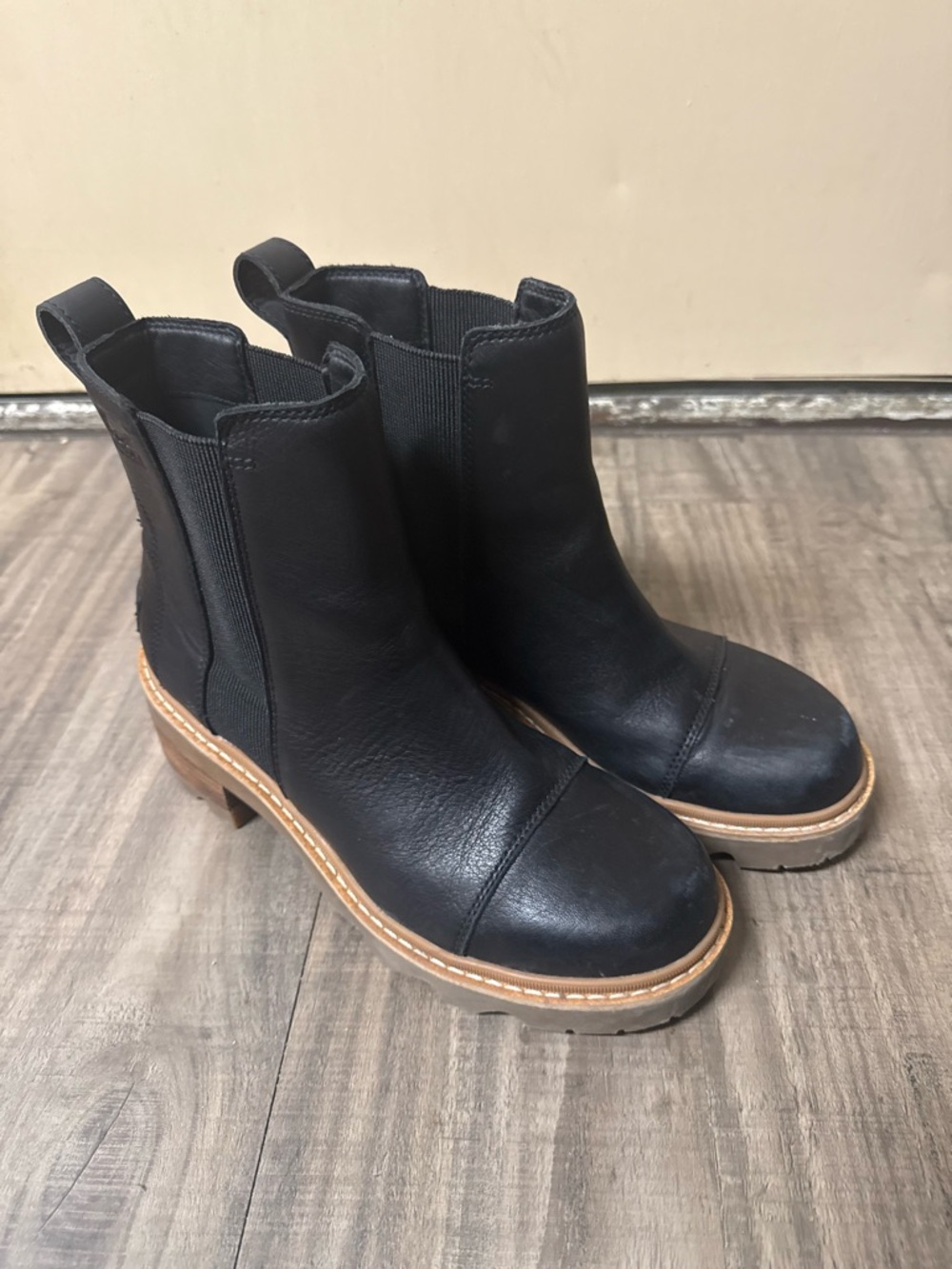Sorel Black Chelsea Platform Boots